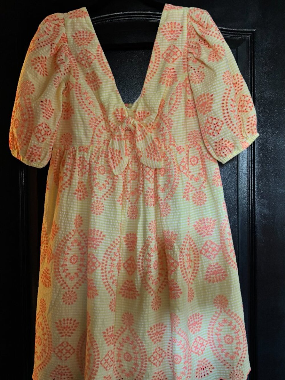 Lilly Pulitzer Sarafina Eyelet Babydoll Dress in Calla Yellow Gingham EXCELLENT - Picture 3 of 6